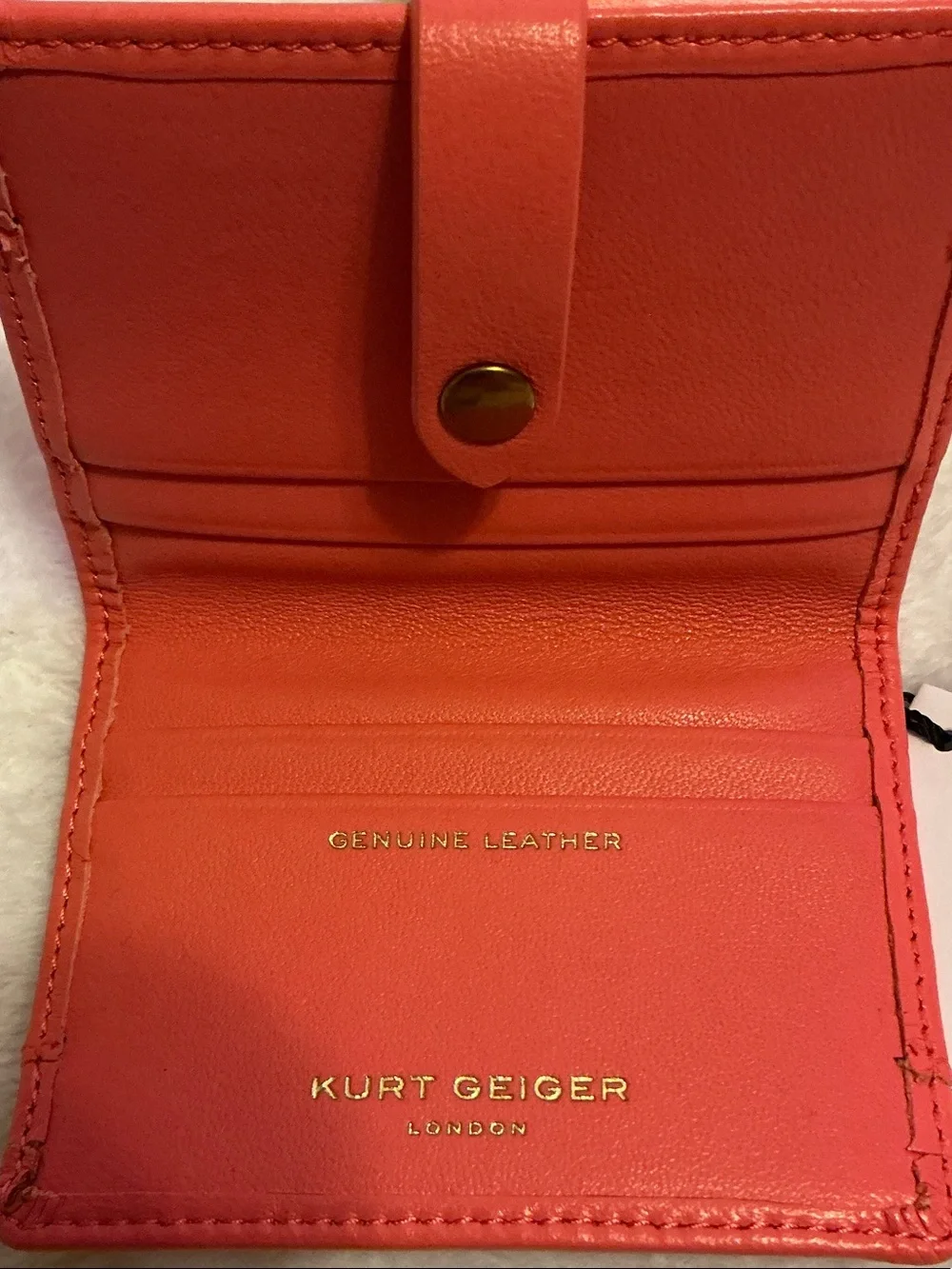 Kurt Geiger Coral Quilted Genuine Leather Card Case/ Wallet with Snap
